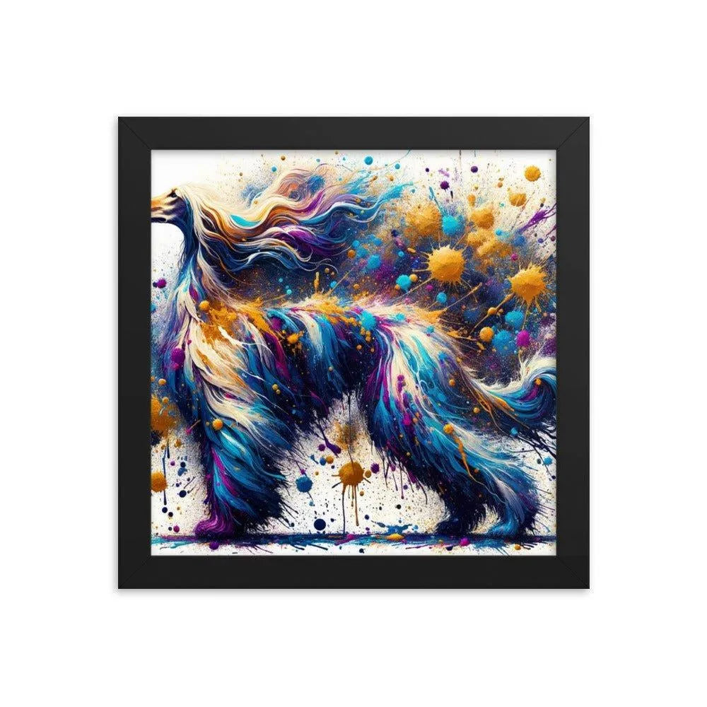 Afghan Hound Cosmic Colors Abstract Explosion Framed Poster - Oh Posters