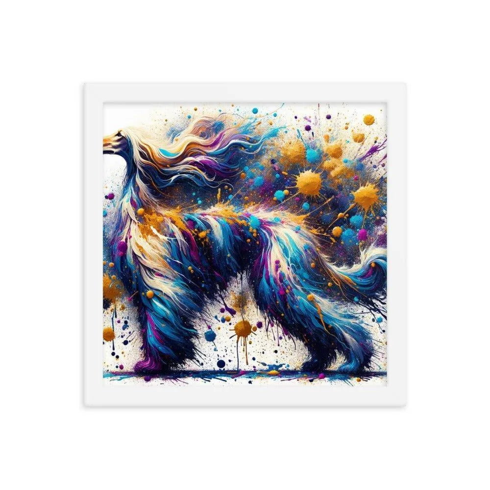 Afghan Hound Cosmic Colors Abstract Explosion Framed Poster - Oh Posters