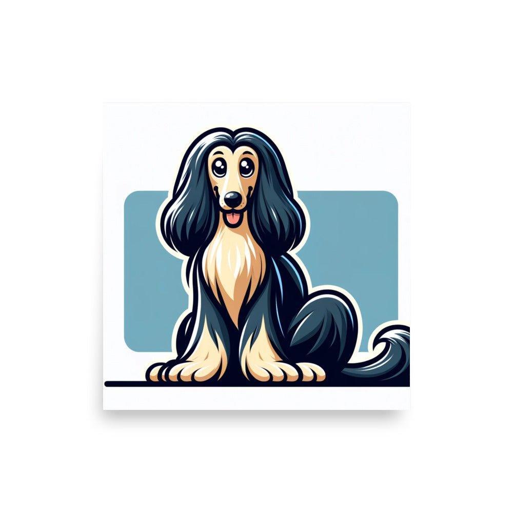 Afghan Hound Joyful Illustration Poster - Oh Posters