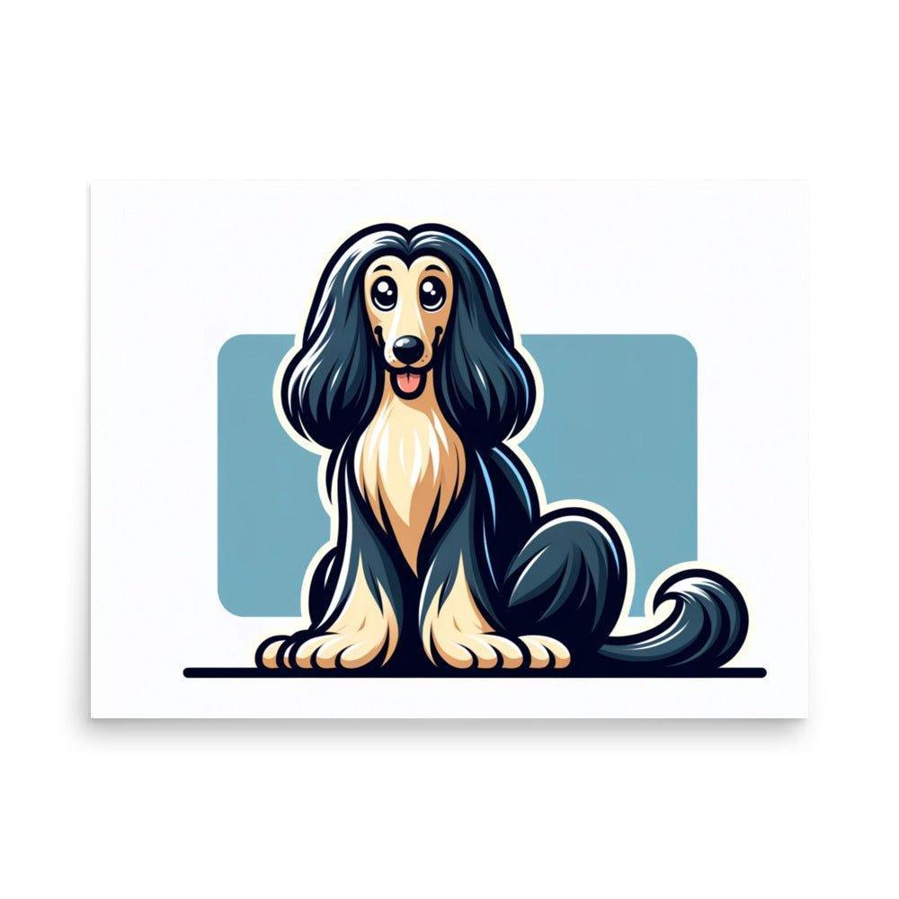 Afghan Hound Joyful Illustration Poster - Oh Posters