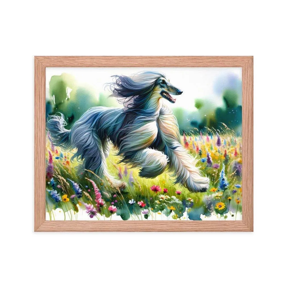 Afghan Hound Joyful Run Floral Paradise Framed Poster - Oh Posters