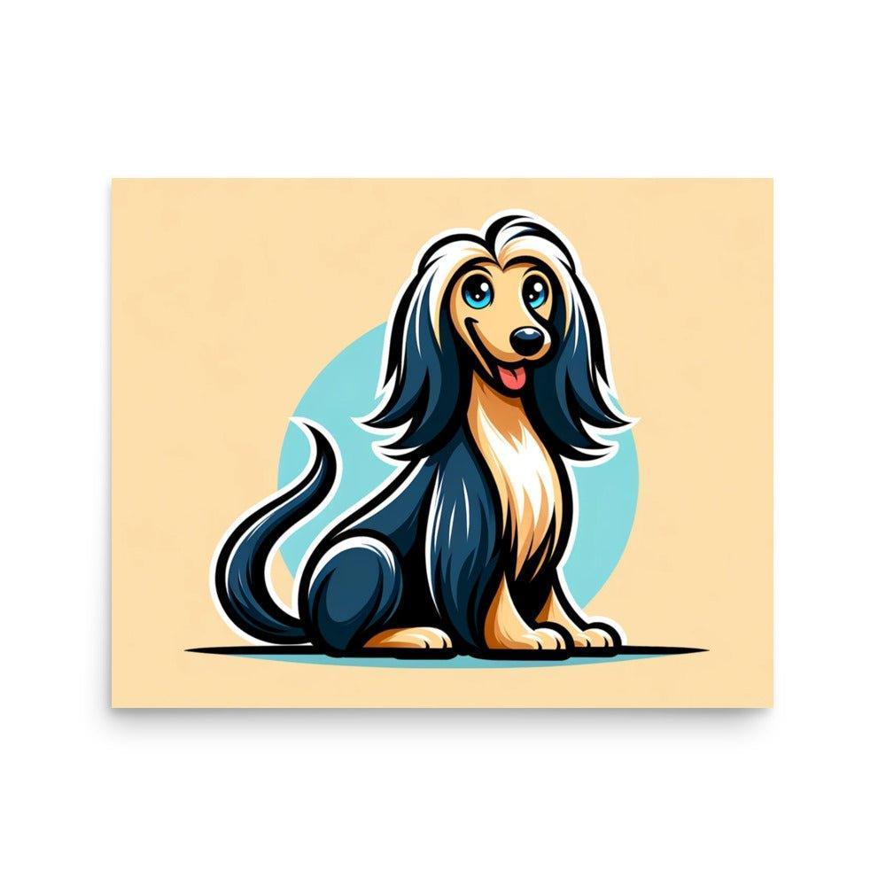 Afghan Hound Modern Vector Cartoon with Vibrant Colors Poster - Oh Posters