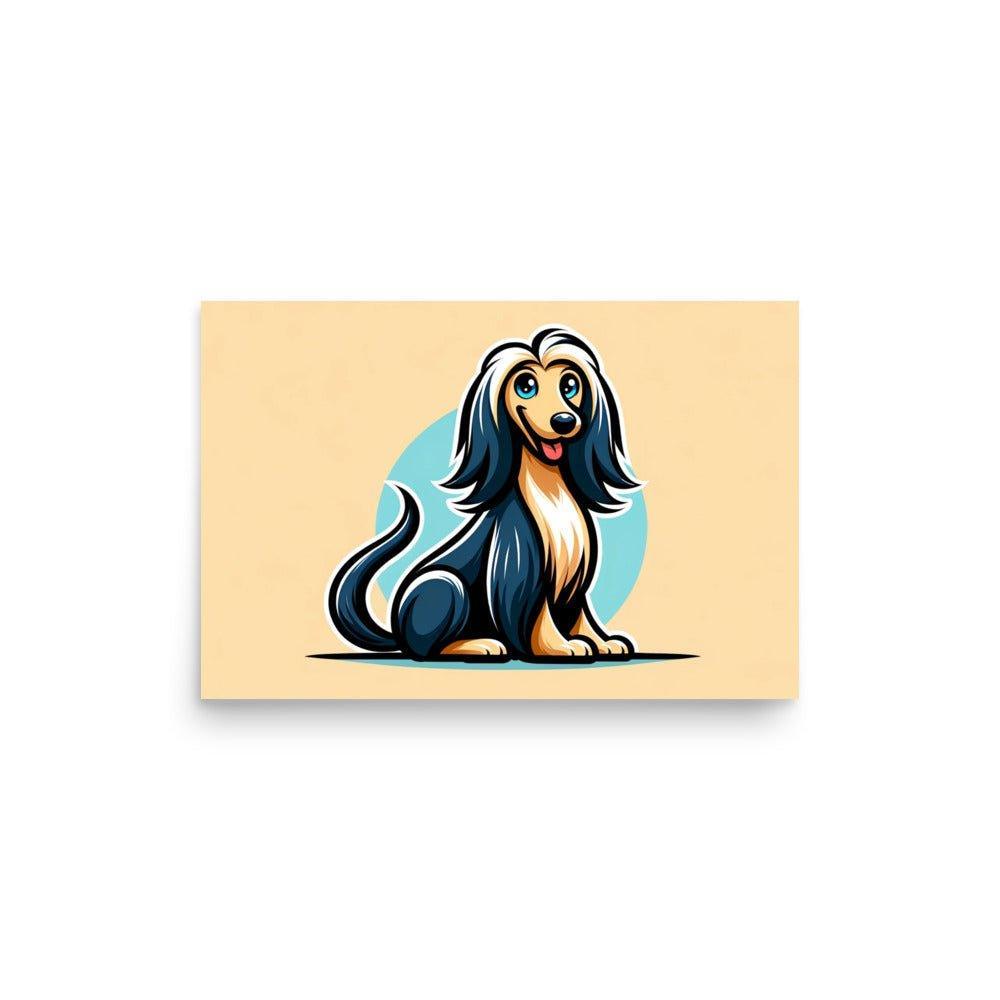 Afghan Hound Modern Vector Cartoon with Vibrant Colors Poster - Oh Posters