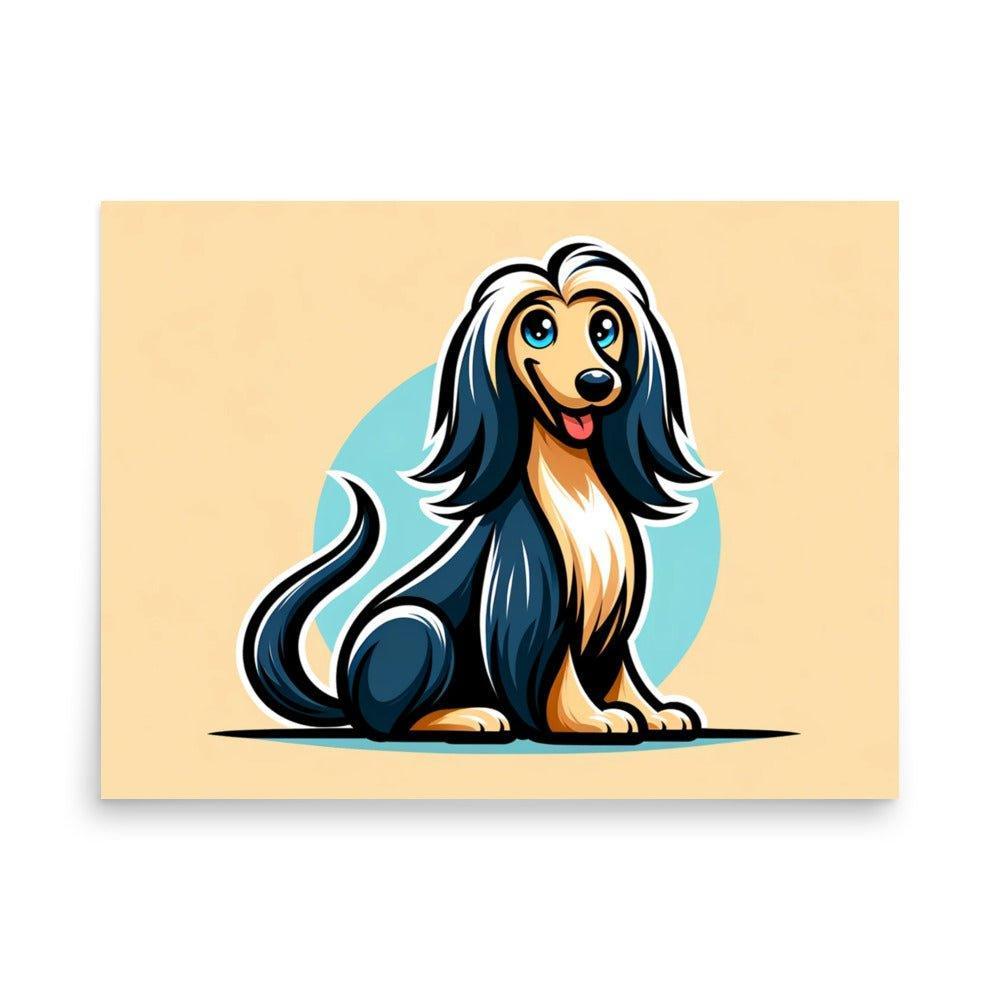 Afghan Hound Modern Vector Cartoon with Vibrant Colors Poster - Oh Posters