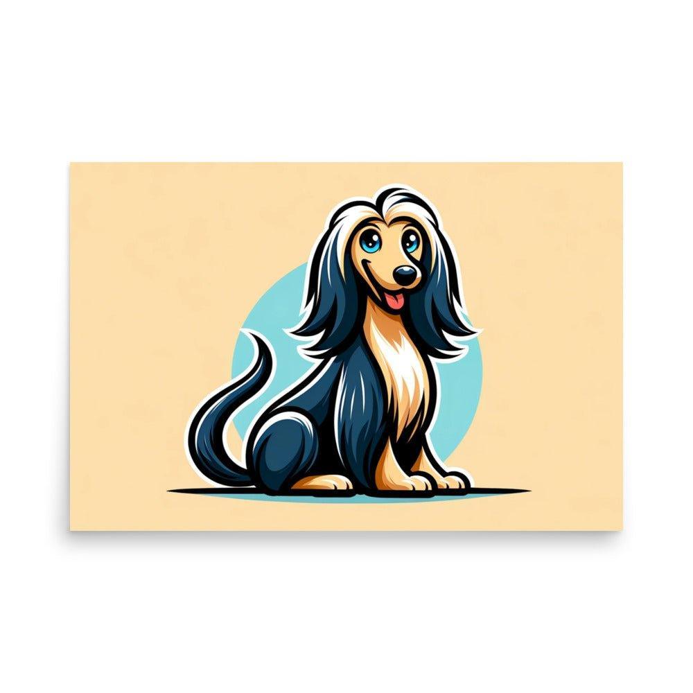 Afghan Hound Modern Vector Cartoon with Vibrant Colors Poster - Oh Posters