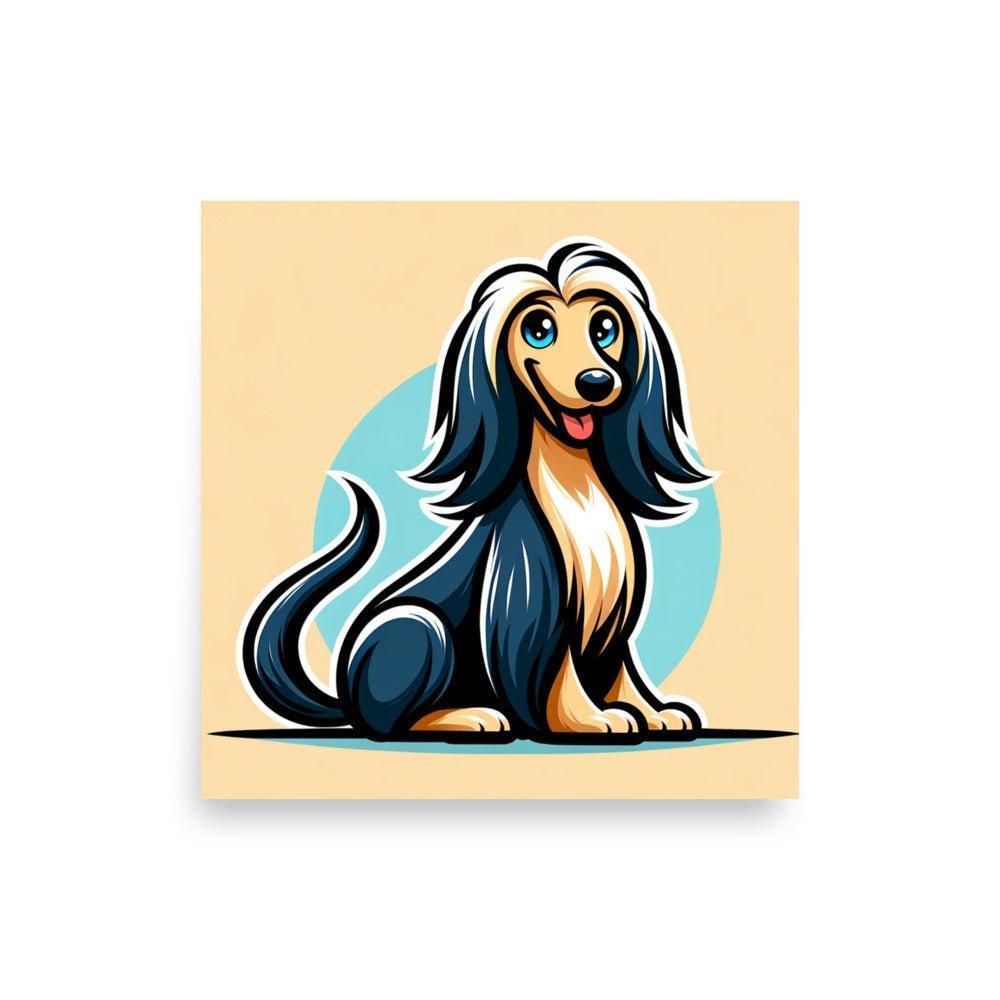 Afghan Hound Modern Vector Cartoon with Vibrant Colors Poster - Oh Posters