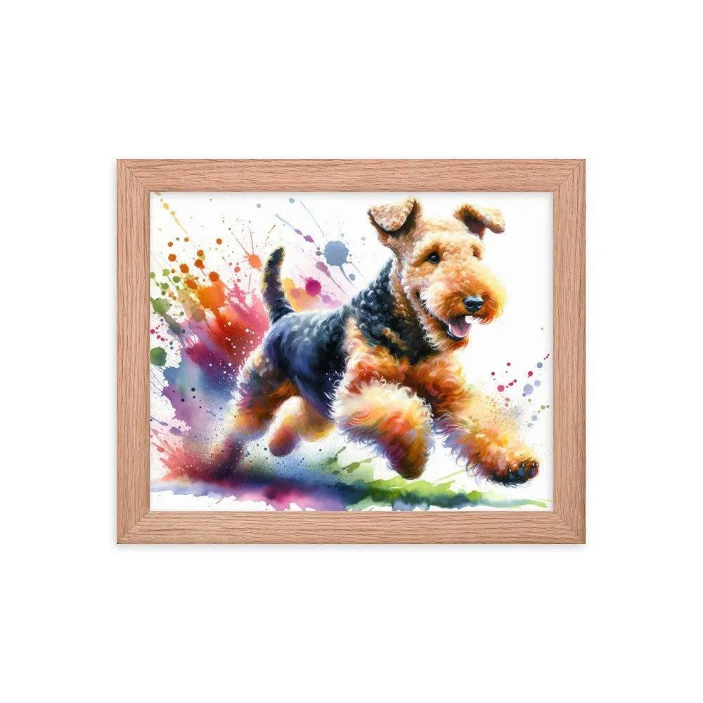 Airedale Terrier Joyful Run Watercolor Framed Poster - Oh Posters