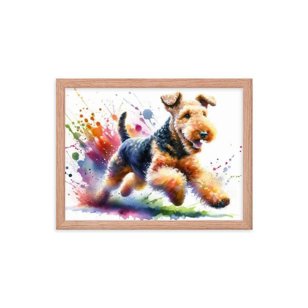 Airedale Terrier Joyful Run Watercolor Framed Poster - Oh Posters