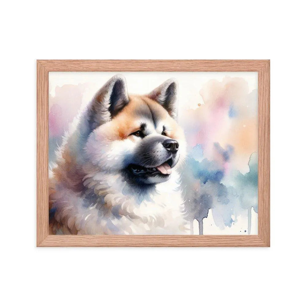 Akita Elegance Watercolor Painting Framed Poster - Oh Posters