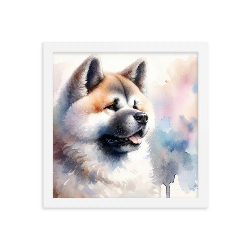 Akita Elegance Watercolor Painting Framed Poster - Oh Posters