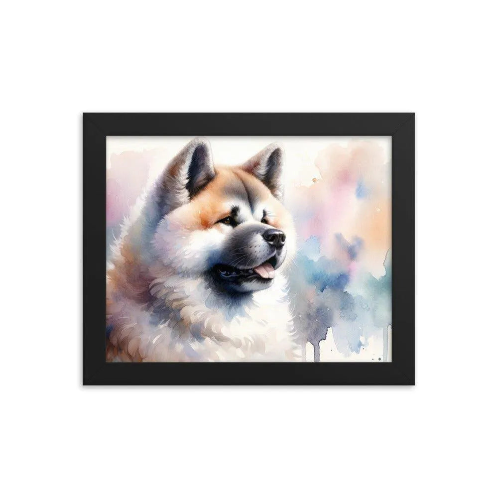 Akita Elegance Watercolor Painting Framed Poster - Oh Posters