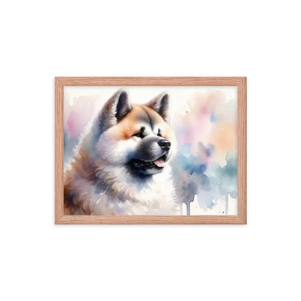 Akita Elegance Watercolor Painting Framed Poster - Oh Posters