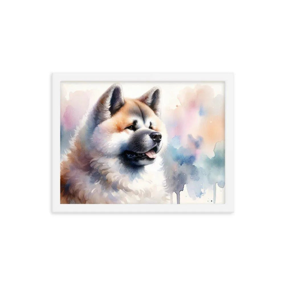 Akita Elegance Watercolor Painting Framed Poster - Oh Posters