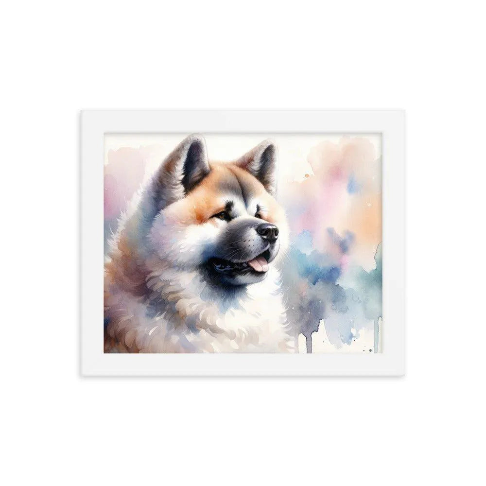 Akita Elegance Watercolor Painting Framed Poster - Oh Posters