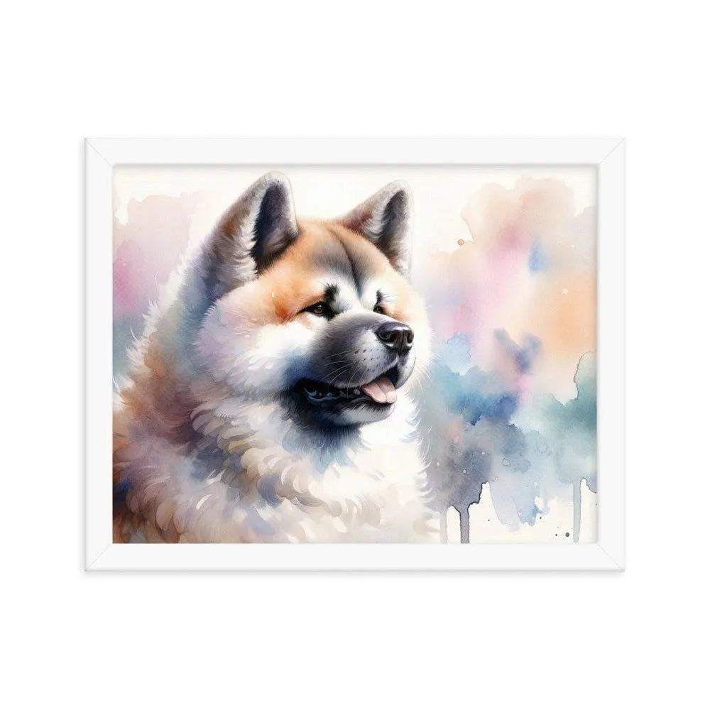 Akita Elegance Watercolor Painting Framed Poster - Oh Posters