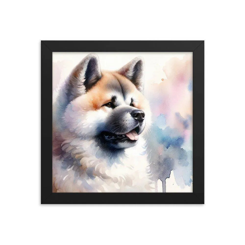 Akita Elegance Watercolor Painting Framed Poster - Oh Posters