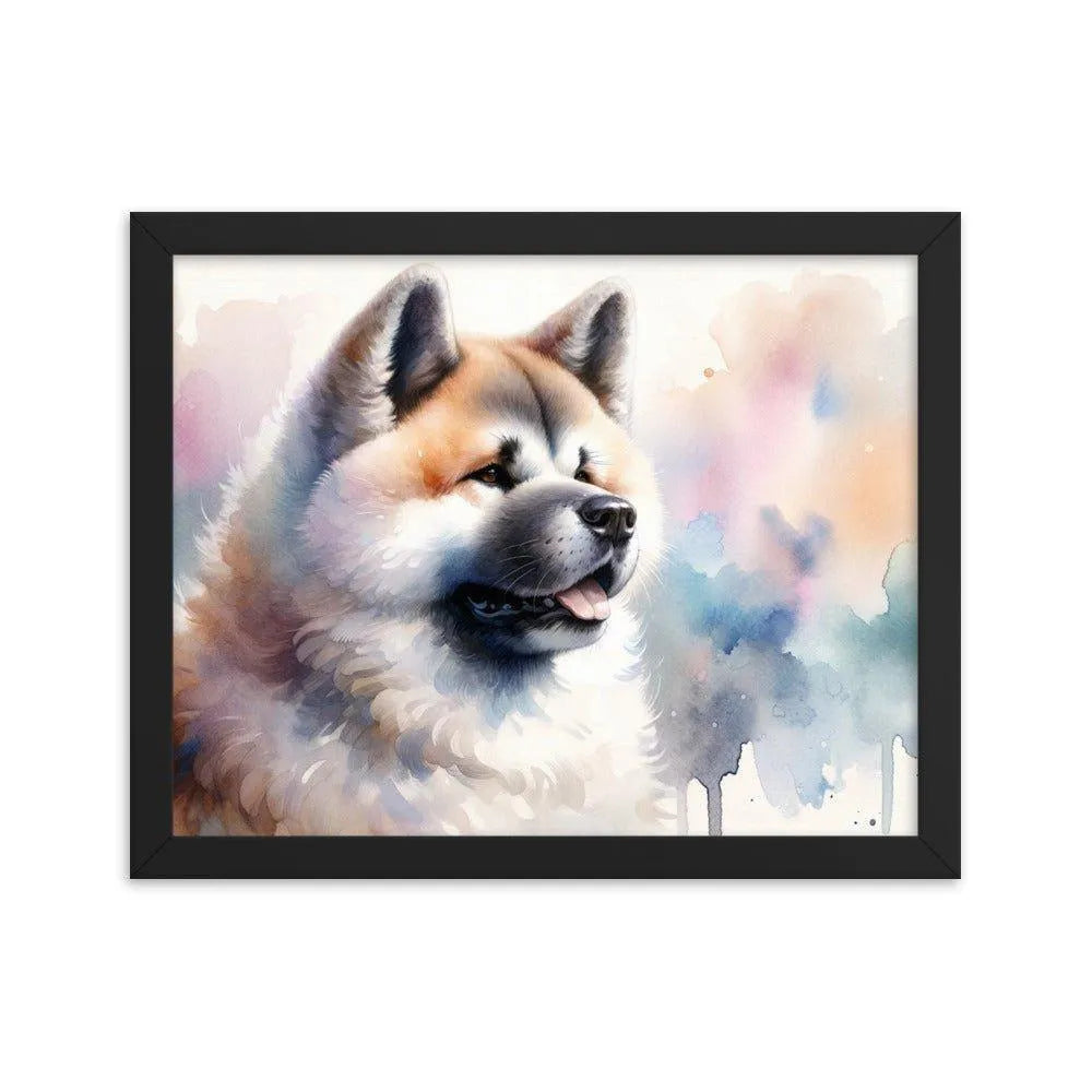 Akita Elegance Watercolor Painting Framed Poster - Oh Posters