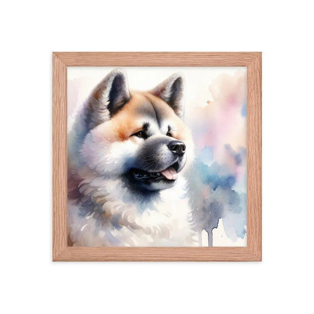 Akita Elegance Watercolor Painting Framed Poster - Oh Posters