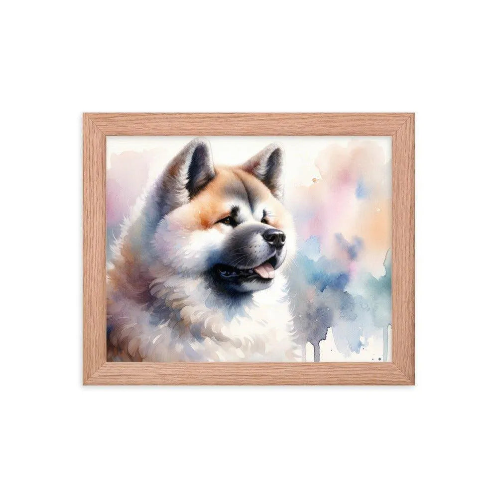 Akita Elegance Watercolor Painting Framed Poster - Oh Posters