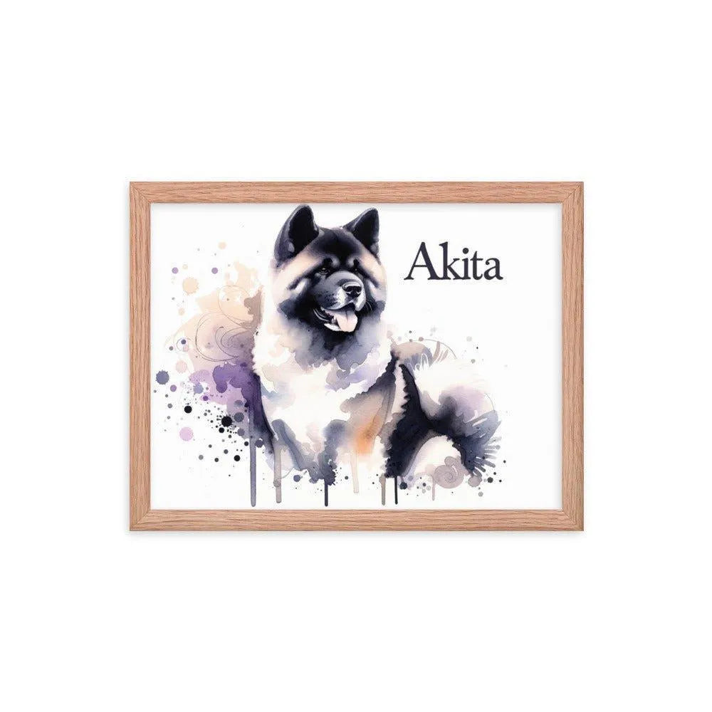 Akita Watercolor Painting 'Akita' Framed Poster - Oh Posters