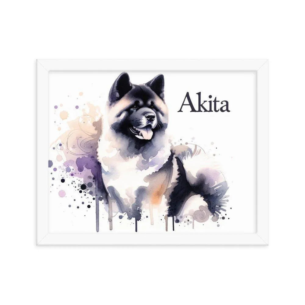 Akita Watercolor Painting 'Akita' Framed Poster - Oh Posters