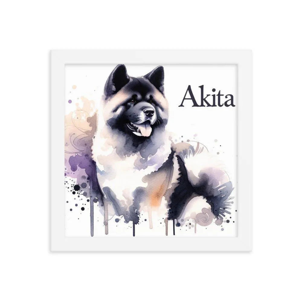 Akita Watercolor Painting 'Akita' Framed Poster - Oh Posters