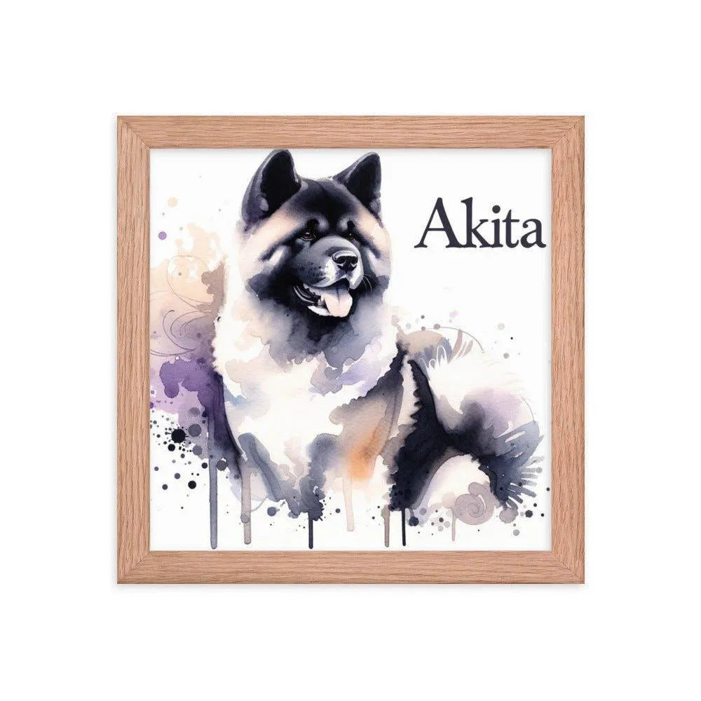 Akita Watercolor Painting 'Akita' Framed Poster - Oh Posters