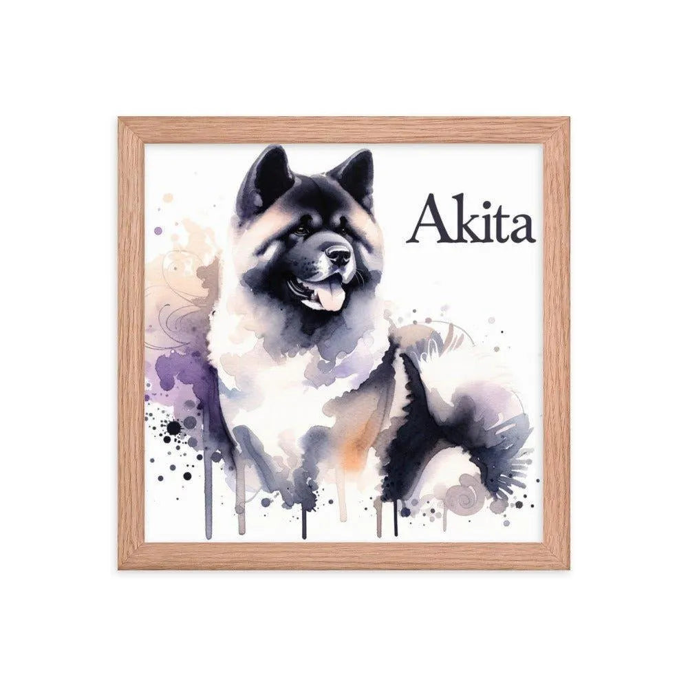 Akita Watercolor Painting 'Akita' Framed Poster - Oh Posters