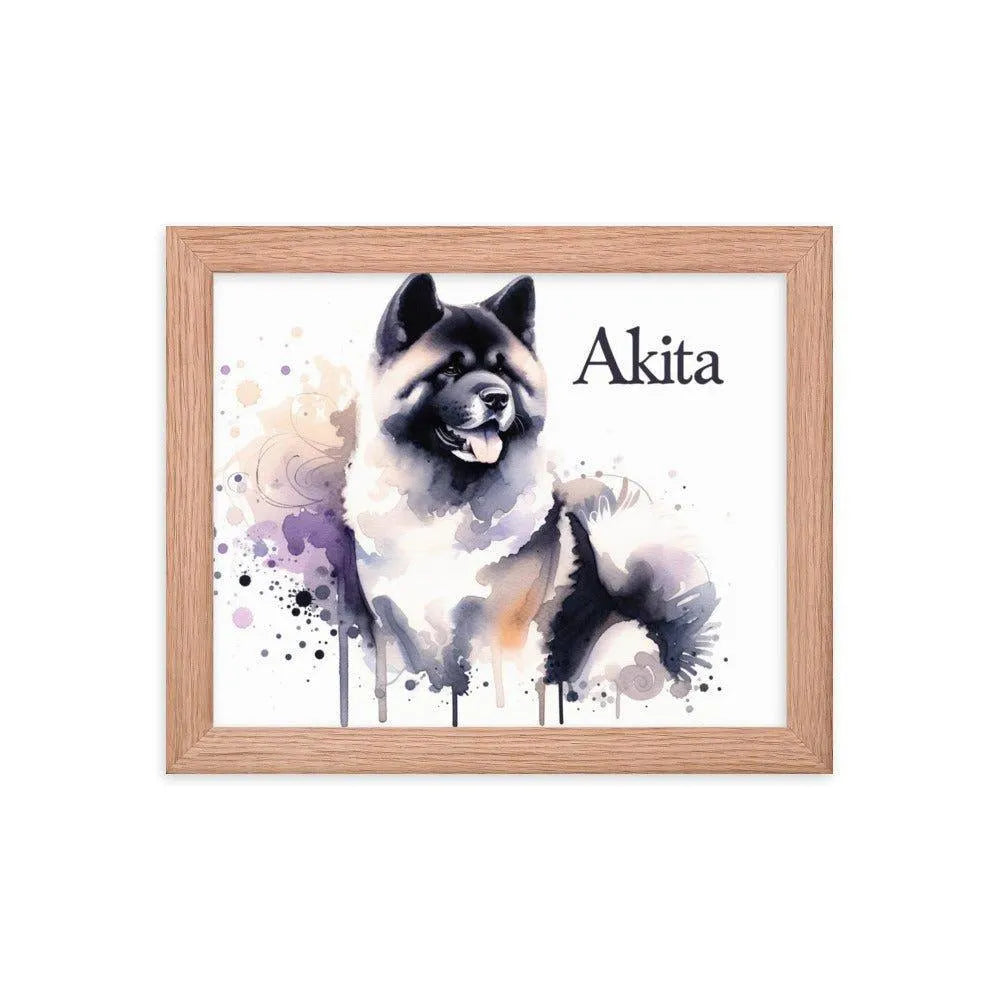 Akita Watercolor Painting 'Akita' Framed Poster - Oh Posters