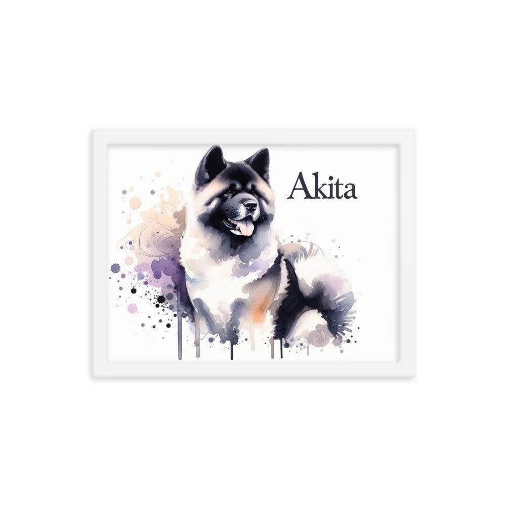 Akita Watercolor Painting 'Akita' Framed Poster - Oh Posters