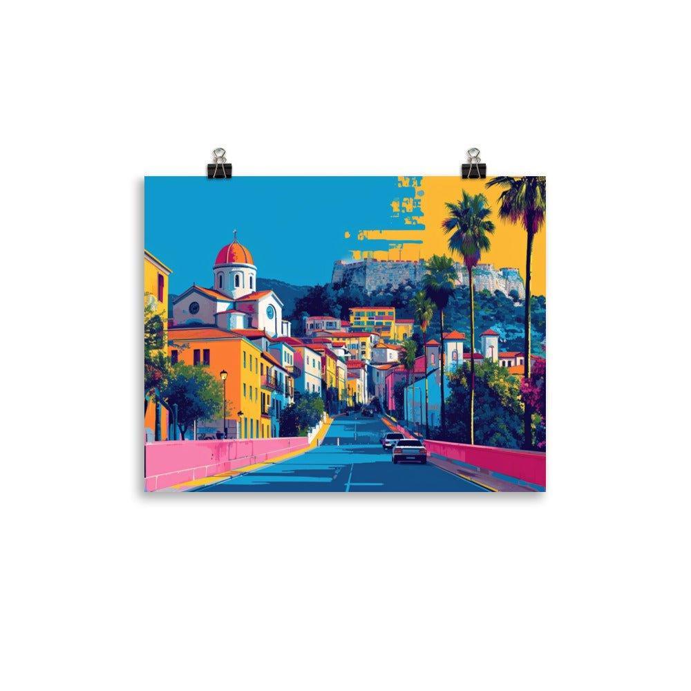 Albanian Town Street Digital Art Illustration Poster - Oh Posters