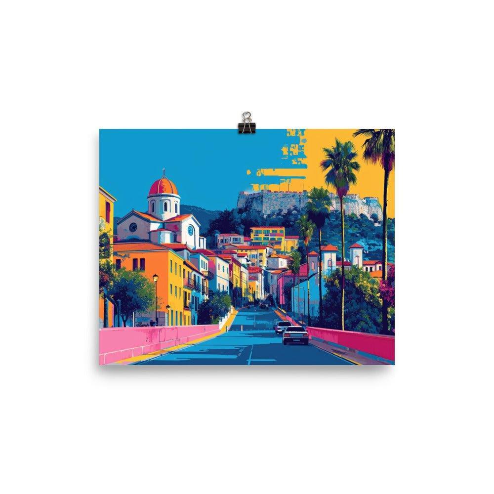 Albanian Town Street Digital Art Illustration Poster - Oh Posters