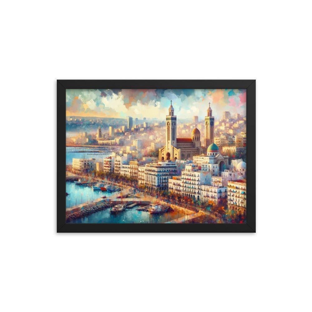 Algeria Algiers Harbor Sunset Impressionist Style Framed Poster - Oh Posters