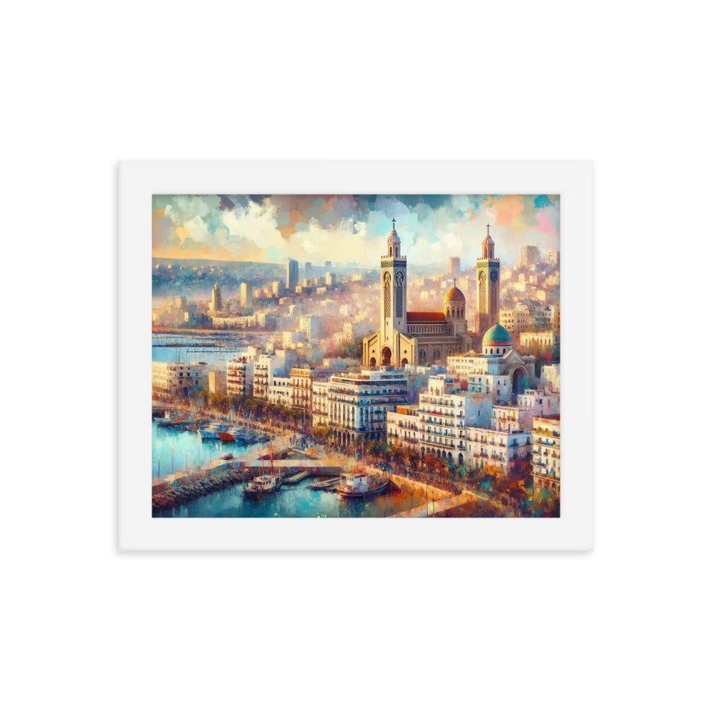 Algeria Algiers Harbor Sunset Impressionist Style Framed Poster - Oh Posters