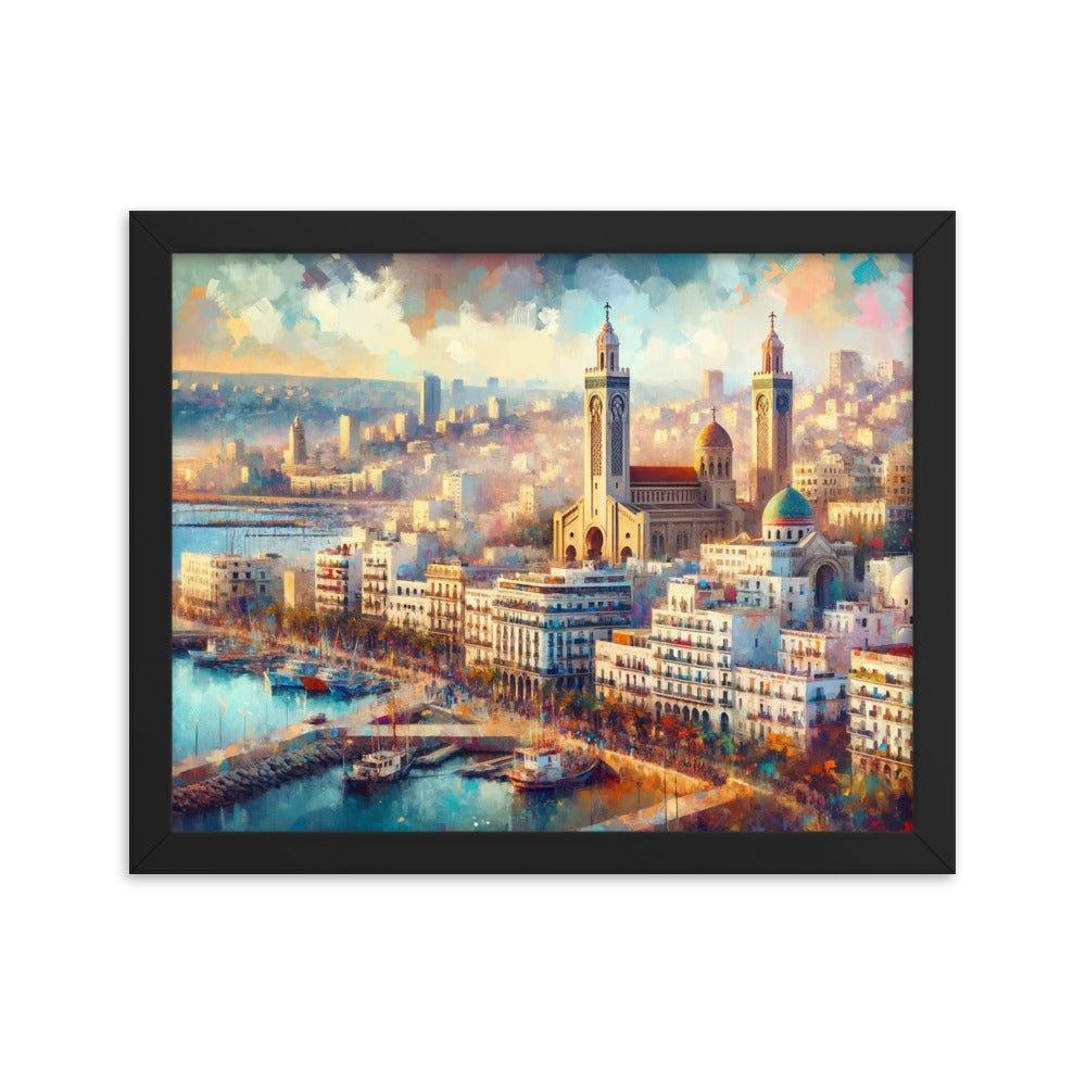 Algeria Algiers Harbor Sunset Impressionist Style Framed Poster - Oh Posters