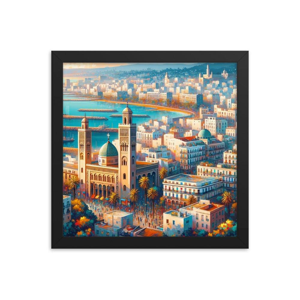 Algeria Algiers Waterfront Cityscape Vibrant Digital Art Framed Poster - Oh Posters