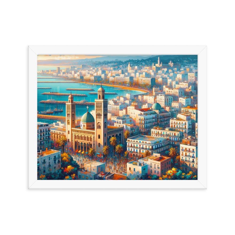 Algeria Algiers Waterfront Cityscape Vibrant Digital Art Framed Poster - Oh Posters