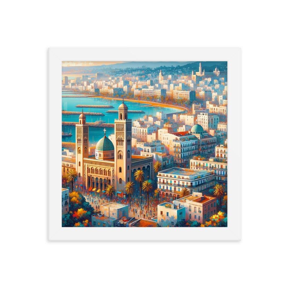 Algeria Algiers Waterfront Cityscape Vibrant Digital Art Framed Poster - Oh Posters