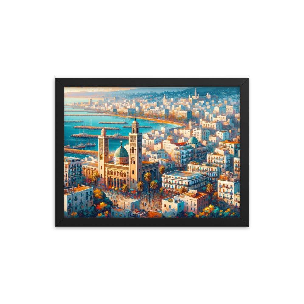 Algeria Algiers Waterfront Cityscape Vibrant Digital Art Framed Poster - Oh Posters