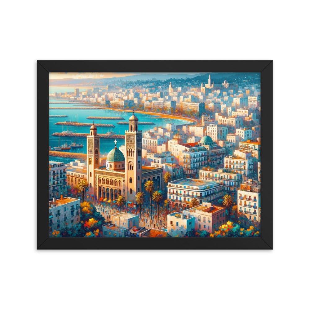 Algeria Algiers Waterfront Cityscape Vibrant Digital Art Framed Poster - Oh Posters