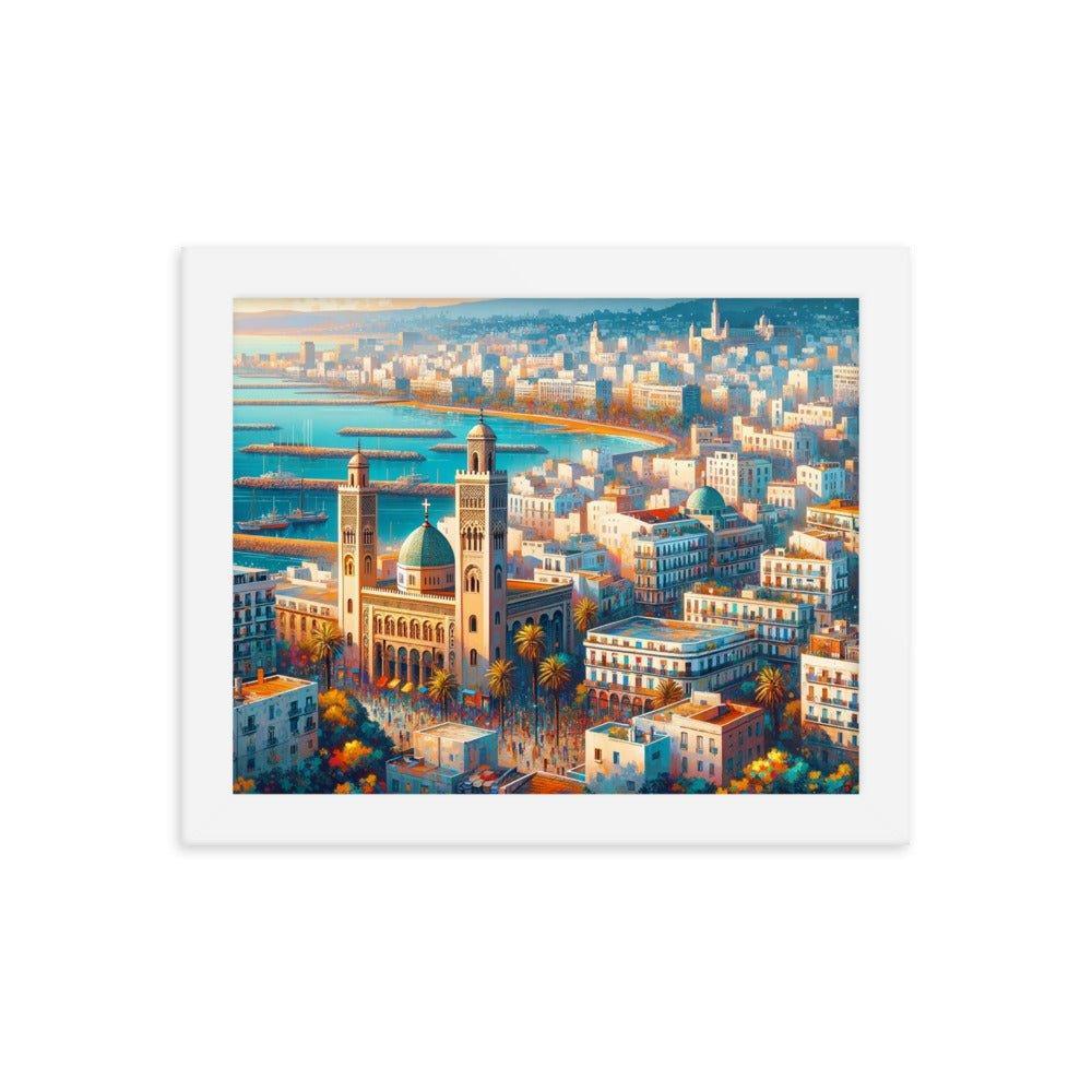 Algeria Algiers Waterfront Cityscape Vibrant Digital Art Framed Poster - Oh Posters