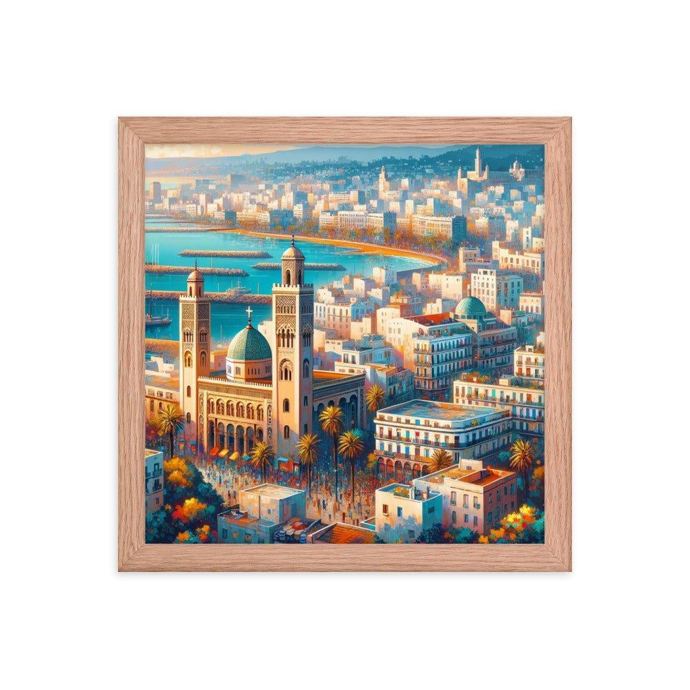 Algeria Algiers Waterfront Cityscape Vibrant Digital Art Framed Poster - Oh Posters