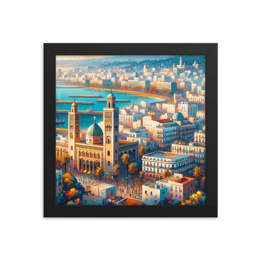 Algeria Algiers Waterfront Cityscape Vibrant Digital Art Framed Poster - Oh Posters