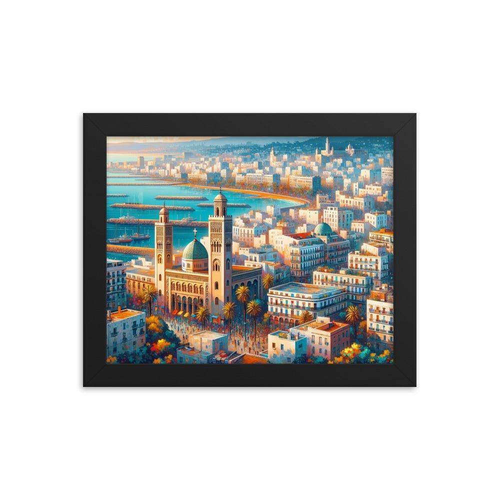 Algeria Algiers Waterfront Cityscape Vibrant Digital Art Framed Poster - Oh Posters