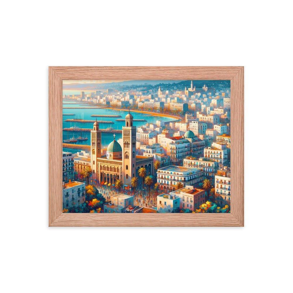 Algeria Algiers Waterfront Cityscape Vibrant Digital Art Framed Poster - Oh Posters