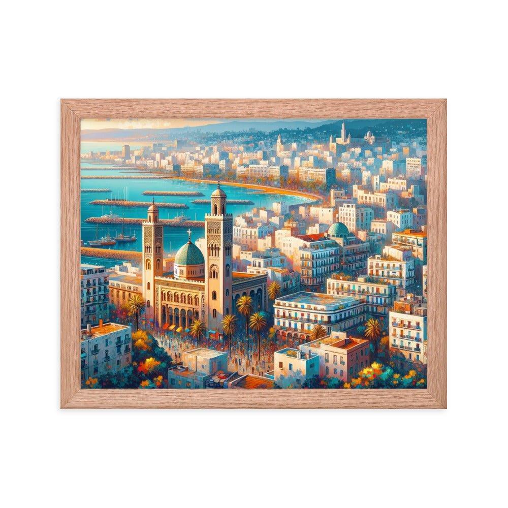 Algeria Algiers Waterfront Cityscape Vibrant Digital Art Framed Poster - Oh Posters