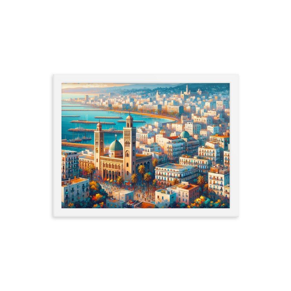 Algeria Algiers Waterfront Cityscape Vibrant Digital Art Framed Poster - Oh Posters