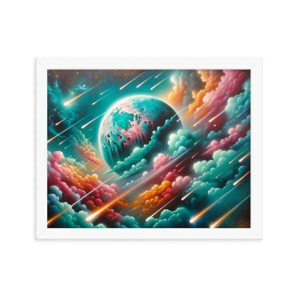Alien World Celestial Clouds Ethereal Space Art Spray Paint Framed Poster - Oh Posters