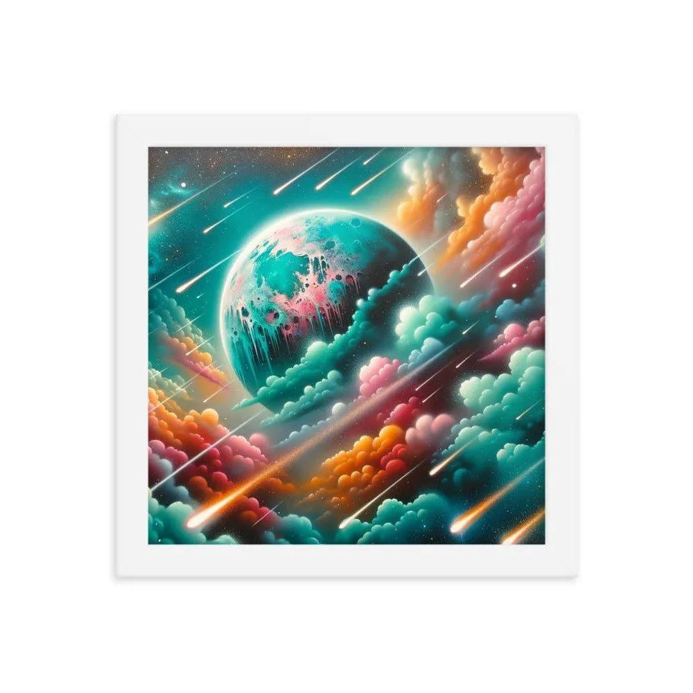 Alien World Celestial Clouds Ethereal Space Art Spray Paint Framed Poster - Oh Posters