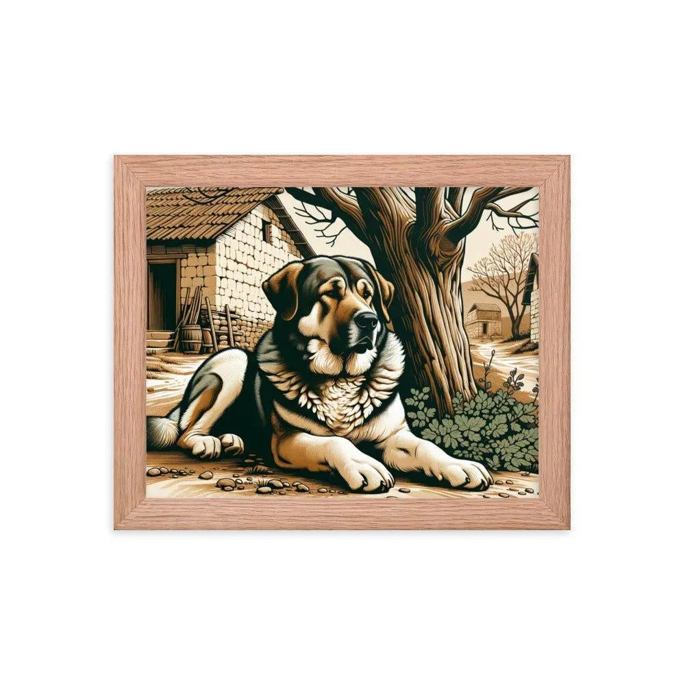 Anatolian Shepherd Dog Resting Rural Scene Illustration Framed Poster - Oh Posters